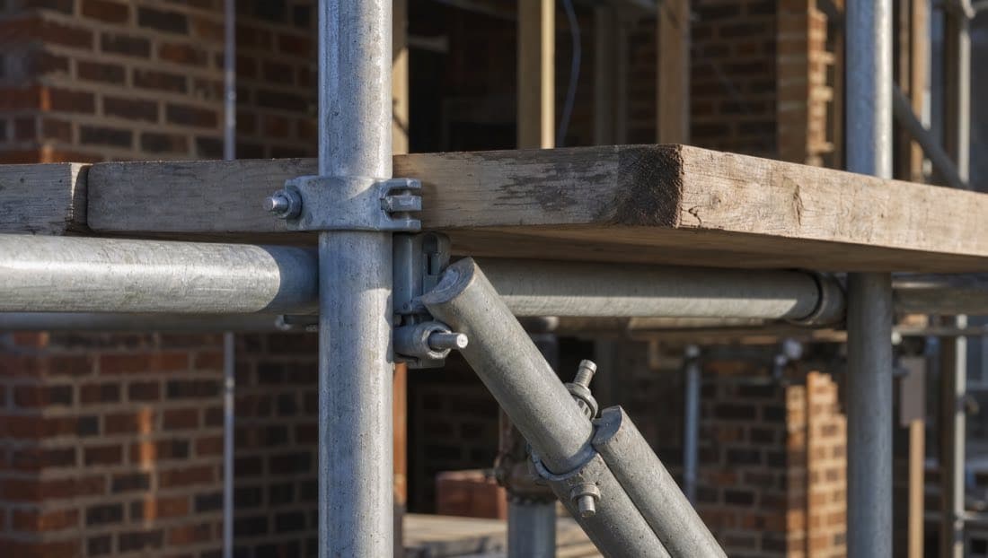 Galvanised tube and coupler close-up